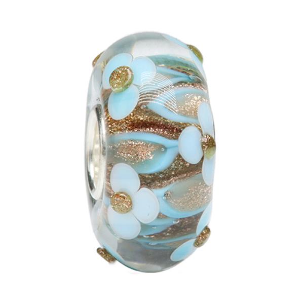 Azure Blue Flame Flowers - Ogerbeads Glass